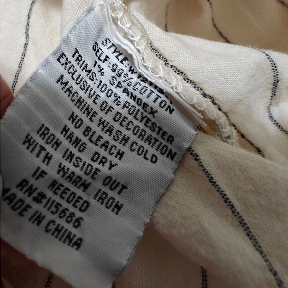 Johnny Was Embroidered Cream Relaxed Top Blouse Boho short 3/4 Sleeves SZ S - Picture 7 of 9